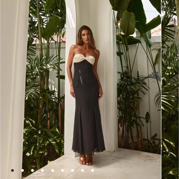 Petal + Pup CECILIA STRAPLESS MAXI DRESS - BLACK - Picture 1 of 4